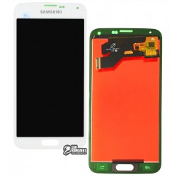 Дисплей Samsung G900 Galaxy S5, белый, с сенсорным экраном (дисплейный модуль), с регулировкой яркости, (TFT), Сopy