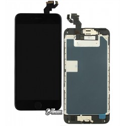 Дисплей iPhone 6S Plus, черный, с сенсорным экраном, с рамкой, AAA, Tianma, с шлейфом кнопки HOME, с камерой, с динамиком