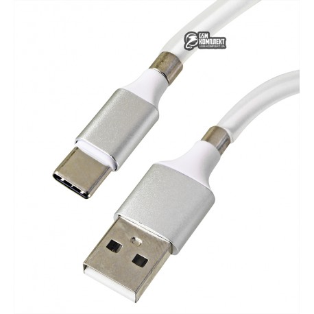 Кабель Type-C - USB, Metal Magnetic Supercalla, магнитный, 1 метр, белый
