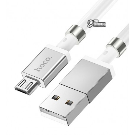 Кабель Micro-USB - USB, Hoco U91 Magic Magnetic, 1 метр, 3A, белый