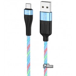 Кабель Micro-USB - USB, Hoco U85 Charming night LED, силиконовый, до 2,4А
