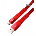 Кабель Micro-USB - USB, Hoco U78 Cotton treasure elastic, 0,8-1,2м, до 2,4А, красный