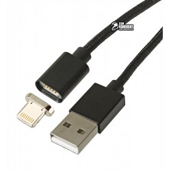 Кабель Lightning, Metal Magnetic, магнітний, 1 метр, 2A, в тканинної оплітці