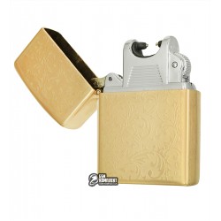 Зажигалка USB XT-4706 с узором, золото, электроимпульсная