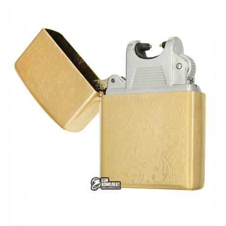 Запальничка USB 4706-5 з візерунком, золото, електроімпульсна