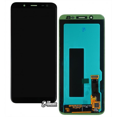 Дисплей для Samsung J600 Galaxy J6, чорний, з сенсорним екраном (дисплейний модуль), оригінал, оригінал glass, # GH97-21931A