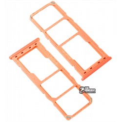 Держатель SIM-карты для Samsung A205 Galaxy A20, A305 Galaxy A30, A505F/DS Galaxy A50, оранжевый, c держателем MMC, coral