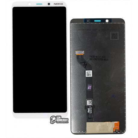 Дисплей для Nokia 3.1 Plus Dual Sim, TA-1104, ,белый, с сенсорным экраном, High Copy