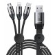 Кабель Micro-USB+Lightning+Type-C - USB, 3в1, Baseus Car Co-Sharing, 1 м, тканевый, черный