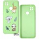Чехол для Xiaomi Redmi 9C, WAVE Fancy, софттач силикон, (animals/mint gum)