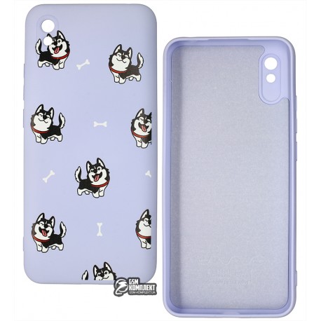 Чехол для Xiaomi Redmi 9A, WAVE Fancy, софттач силикон, (haski/light purple) Чехол для Xiaomi Redmi 9A, WAVE Fancy, софттач силикон, (haski/light purple)