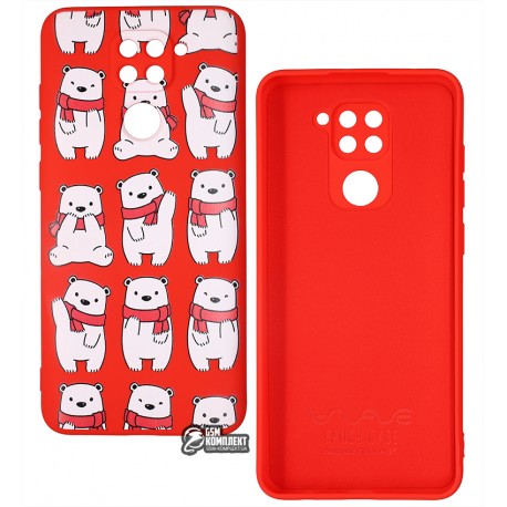 Чехол для Xiaomi Redmi Note 9, WAVE Fancy, софттач силикон, (bears with a scarf/red) Чехол для Xiaomi Redmi Note 9, WAVE Fancy, софттач силикон, (bears with a scarf/red)