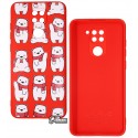 Чехол для Xiaomi Redmi Note 9, Redmi 10X, WAVE Fancy, софттач силикон, (bears with a scarf/red)