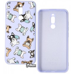 Чехол для Xiaomi Redmi 8/8A, WAVE Fancy, софттач силикон, (dogs with a mask/light purple)