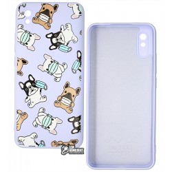 Чохол для Xiaomi Redmi 9A, WAVE Fancy, софттач силікон, (dogs with a mask / light purple)