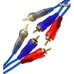 Кабель RCA з'єднувальний, 3RCA - 3RCA gold, прозоро-синій колір, 1,5 м