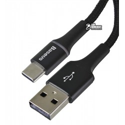 Кабель Type-C - USB, Baseus Halo Data, 1 метр, 2.4A, черный