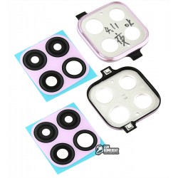 Скло камери для Huawei P40 Lite, рожевий, з рамкою