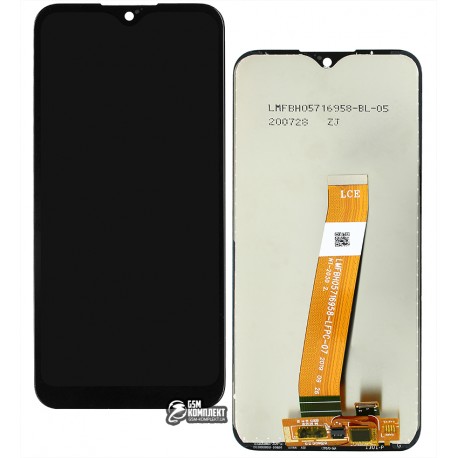 Дисплей для Samsung A015 Galaxy A01, черный, с сенсорным экраном, оригинал (переклеено стекло)