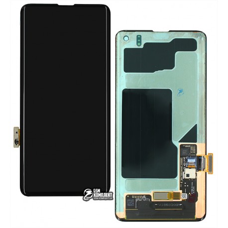 Дисплей Samsung G973 Galaxy S10, черный, с сенсорным экраном (дисплейный модуль), оригинал (переклеено стекло)