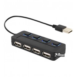 Хаб-ЮСБ 2.0 4ports Lapara LA-SLED4 black з 4-ма виключателемі ON / OFF для кожного порт