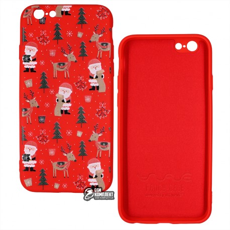 Чехол для Apple iPhone 6/6s, WAVE Fancy Winter (TPU), (santa claus and deer/red)