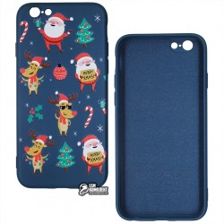 Чехол для Apple iPhone 6/6s, WAVE Fancy Winter (TPU), (santa claus and deer/dark blue)