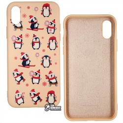 Чехол для Apple iPhone X/Xs, WAVE Fancy Winter (TPU), (penguins/pink sand) Чехол для Apple iPhone X/Xs, WAVE Fancy Winter (TPU), (penguins/pink sand)