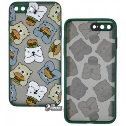 Чехол для Apple iPhone 7 Plus/8 Plus, WAVE Cartoon, PC-TPU (bear and burger/forest green)