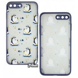 Чехол для Apple iPhone 7 Plus/8 Plus, WAVE Cartoon, PC-TPU (penguin fisherman/lavender gray)