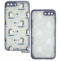 Чохол для iPhone 7 Plus / 8 Plus, WAVE Cartoon, PC-TPU (penguin fisherman / lavender gray)