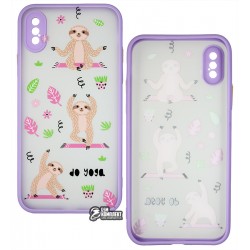 Чехол для Apple iPhone X/Xs, WAVE Cartoon, PC-TPU (dancing sloths/light purple)