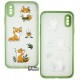 Чехол для Apple iPhone X/Xs, WAVE Cartoon, PC-TPU (happy fox/mint gum)