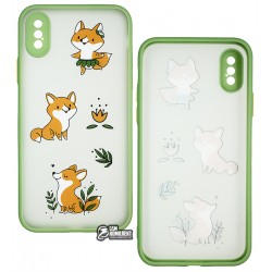 Чехол для Apple iPhone X/Xs, WAVE Cartoon, PC-TPU (happy fox/mint gum)