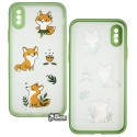 Чохол для iPhone X / Xs, WAVE Cartoon, PC-TPU (happy fox / mint gum)
