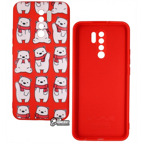 Чехол для Xiaomi Redmi 9, WAVE Fancy (TPU), (bears with a scarf/red) Чехол для Xiaomi Redmi 9, WAVE Fancy (TPU), (bears with a scarf/red)