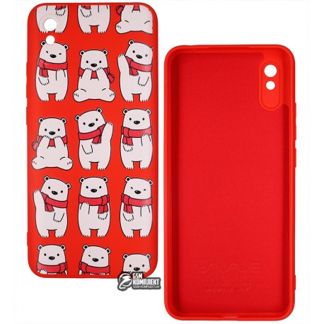 Чехол для Xiaomi Redmi 9A, WAVE Fancy (TPU), (bears with a scarf/red) Чехол для Xiaomi Redmi 9A, WAVE Fancy (TPU), (bears with a scarf/red)