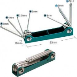 Набор складываемых шестигранных, плоских и крестообразных ключей ProsKit 8PK-021S Набор складываемых шестигранных, плоских и крестообразных ключей ProsKit 8PK-021S