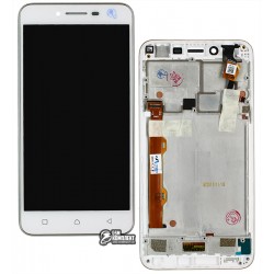 Дисплей для Lenovo A6020a40 Vibe K5, белый, с передней панелью, с сенсорным экраном (дисплейный модуль), #L5062H3G-FPC