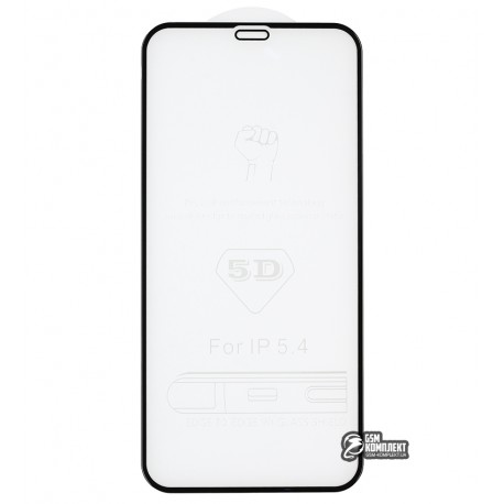 Загартоване захисне скло для iPhone 12 Mini, 3D Glass, чорне