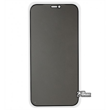 Загартоване захисне скло для iPhone 12, iPhone 12 Pro, 2,5D, Full Glue, Антишпіон, чорне