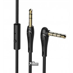 Кабель AUX (Міні-джек - Міні-джек) Hoco UPA15 з мікрофоном, 1 метр, кутовий, чорний Кабель AUX (Міні-джек - Міні-джек) Hoco UPA15 з мікрофоном, 1 метр, кутовий, чорний
