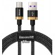 Кабель Type-C - USB, Baseus Purple Gold Red HW flash 40Вт, 1метр, gold