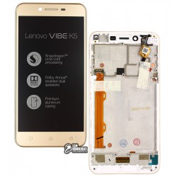 Дисплей для Lenovo A6020a40 Vibe K5, золотистый, с передней панелью, с сенсорным экраном (дисплейный модуль), #L5062H3G-FPC