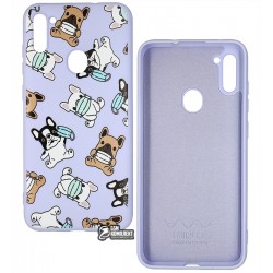 Чехол для Samsung A115/M115 Galaxy A11/M11, WAVE Fancy Case, софттач силикон, dogs with a mask/light purple