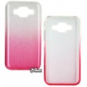 Чехол для Samsung J500 Galaxy J5, силикон+пластик, градиент блестки розовый