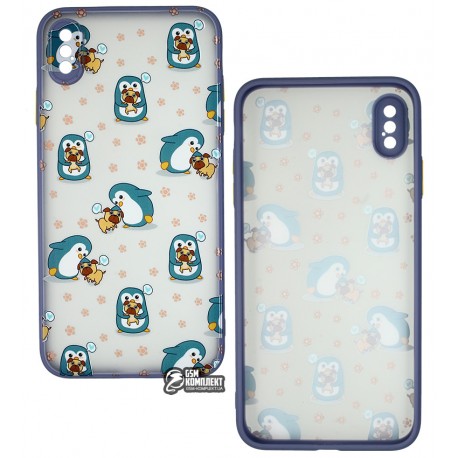 Чехол для Apple iPhone Xs Max, WAVE Cartoon Case, PC+TPU, penguins and dogs/lavender gray