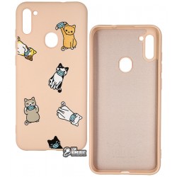 Чехол для Samsung A115/M115 Galaxy A11/M11, WAVE Fancy Case, софттач силикон, cats with a mask/pink sand
