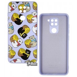 Чехол для Xiaomi Redmi Note 9, WAVE Fancy Case, софттач силикон, bears with a barrel of honey/light purple