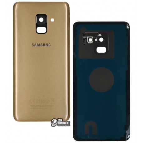 Задняя панель корпуса для Samsung A530F Galaxy A8 (2018), A530F/DS Galaxy A8 (2018), золотистый, со стеклом камеры
